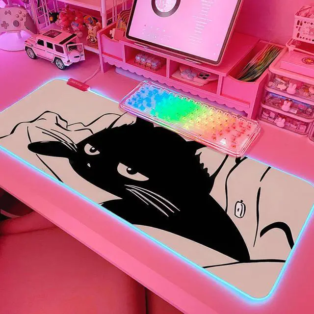 Main image of Pink RGB Gaming Mouse Pad 31.5x12 Inch PC XL Large Extended Glowing Led Light Up Desk Pad Non-Slip Rubber Base Computer Cute Mousepad Mat Desk Accessories Gaming Setup 815