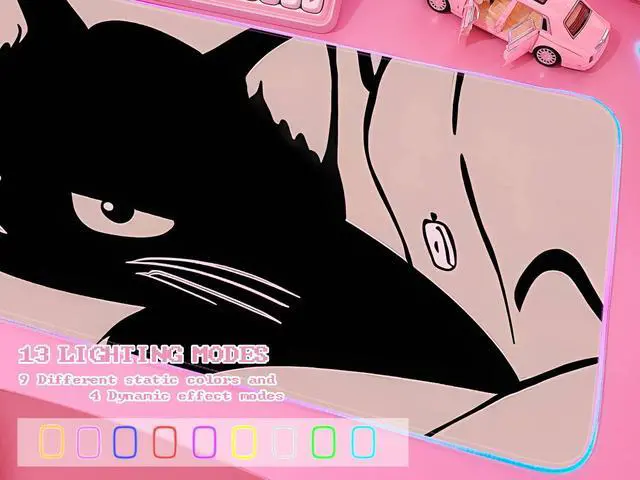 Alt view image 3 of 6 - Pink RGB Gaming Mouse Pad 31.5x12 Inch PC XL Large Extended Glowing Led Light Up Desk Pad Non-Slip Rubber Base Computer Cute Mousepad Mat Desk Accessories Gaming Setup 815