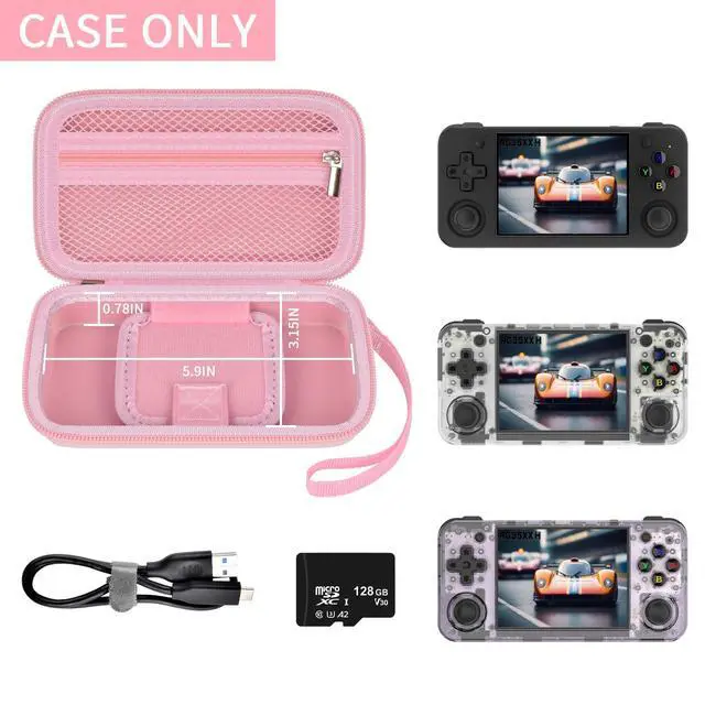 Alt view image 2 of 7 - Case for Anbernic RG35XX H RG28XX Retroid Game Console, Pink