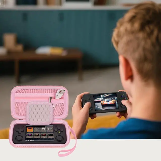 Alt view image 7 of 7 - Case for Anbernic RG35XX H RG28XX Retroid Game Console, Pink