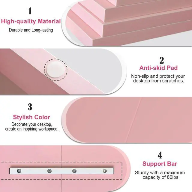 Alt view image 5 of 7 - DS502P TEAMIX 20 inch Pink Monitor Riser Stand - 2 Tiers, Wood Desktop Bookshelf