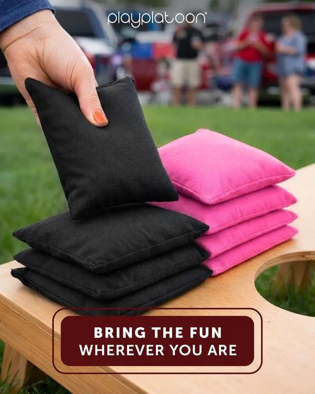 Alt view image 3 of 7 - Cornhole Bags Set of 8, Pink & Black Duck Cloth