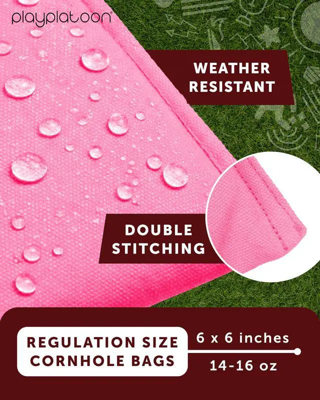 Alt view image 2 of 7 - Cornhole Bags Set of 8, Pink & Black Duck Cloth