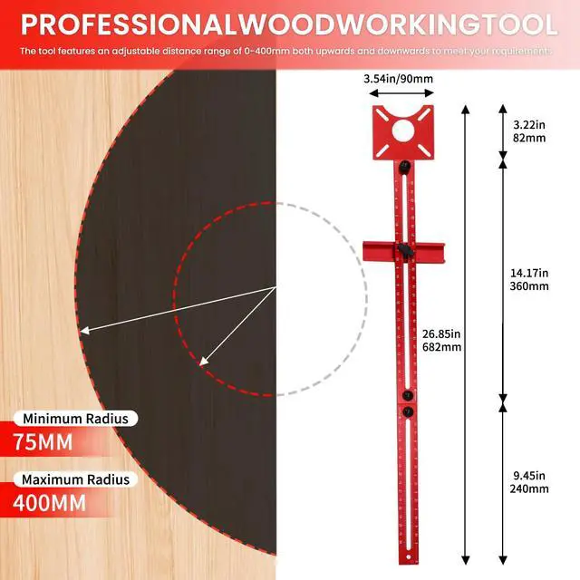Alt view image 3 of 7 - 4 in 1 Router Milling Groove Bracket,Aluminum Alloy Router Circle Cutting Jig,Router Guide for Cutting Circles,Multifunctional Adjustable Router Jig Tool for Woodworking