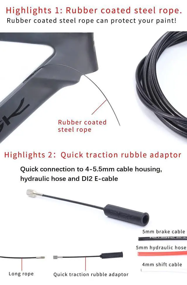 Alt view image 3 of 6 - Bike Internal Cable Routing Tool Kit Compatible with 4-5.5mm Cable Housing, Hydraulic Hose and DI2 SD300 & SD50 E-Cables