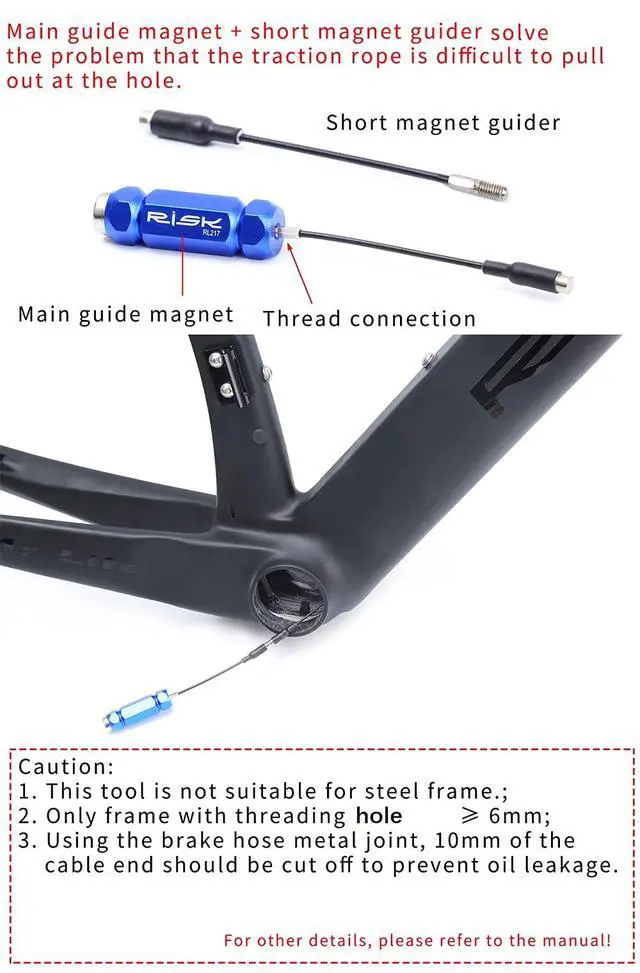 Alt view image 6 of 6 - Bike Internal Cable Routing Tool Kit Compatible with 4-5.5mm Cable Housing, Hydraulic Hose and DI2 SD300 & SD50 E-Cables