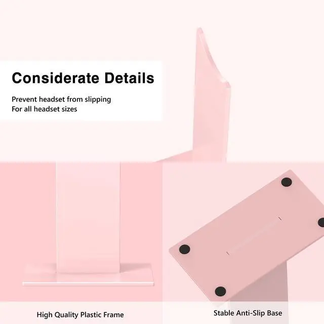 Alt view image 2 of 7 - Pink Headphones Stand, Universal Gaming Headset Holder