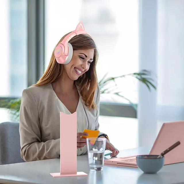 Alt view image 5 of 7 - Pink Headphones Stand, Universal Gaming Headset Holder