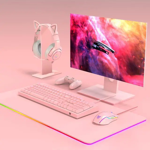 Alt view image 7 of 7 - Pink Headphones Stand, Universal Gaming Headset Holder