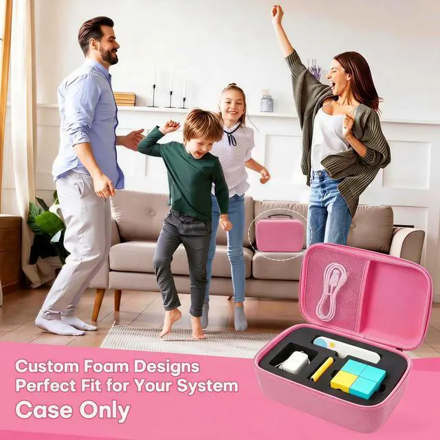 Alt view image 6 of 7 - Travel Storage Case Compatible with Nex Playground Game System, Custom Foam Tray Holds Active Game Console, HDMI & Power Cord, Remote, Camera Privacy Cover (Pink)