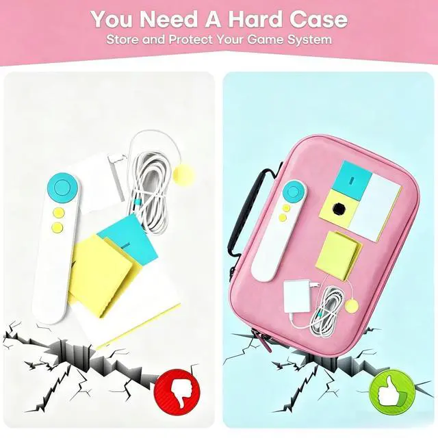 Alt view image 7 of 7 - Travel Storage Case Compatible with Nex Playground Game System, Custom Foam Tray Holds Active Game Console, HDMI & Power Cord, Remote, Camera Privacy Cover (Pink)