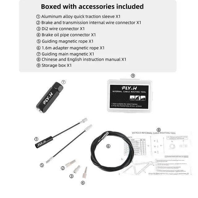 Alt view image 2 of 7 - Bicycle Internal Cable Routing Tool KitBicycle Carbon Fiber Frame, Bike Di2 Wires Frame Internal Threading Tool, Brake Cable Hose Cable Routing Kit Wire Tube Magnet Lead,Storage Accessories