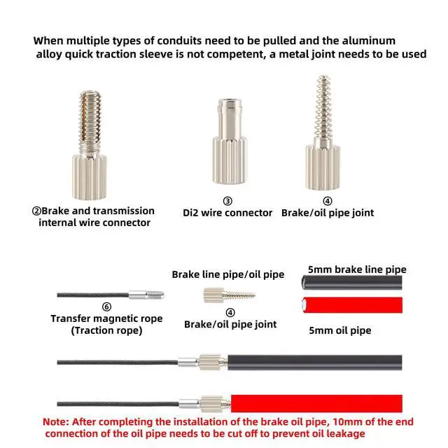 Alt view image 5 of 7 - Bicycle Internal Cable Routing Tool KitBicycle Carbon Fiber Frame, Bike Di2 Wires Frame Internal Threading Tool, Brake Cable Hose Cable Routing Kit Wire Tube Magnet Lead,Storage Accessories
