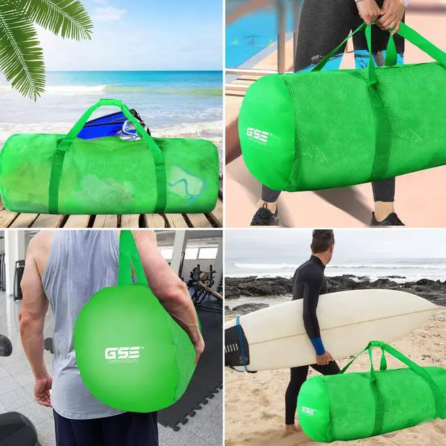 Alt view image 6 of 6 - Heavy-Duty Large Mesh Sports Duffle Bag with Zipper, 1-Pack, Green