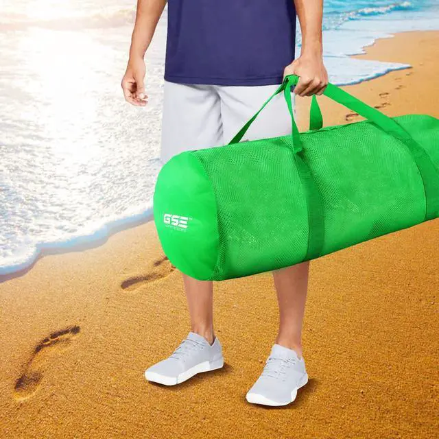 Alt view image 5 of 6 - Heavy-Duty Large Mesh Sports Duffle Bag with Zipper, 1-Pack, Green