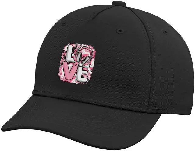 Main image of Love Gaming Cute Gamer Pink Video Games Women Girls Adjustable Printed Baseball Hat, Black