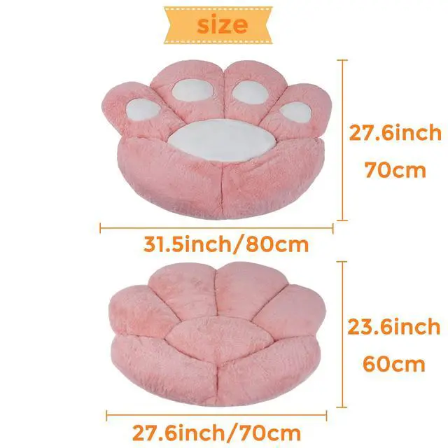 Alt view image 2 of 6 - Cat Paw Cushion for Computer and Gaming Chairs 27.6"x31.5" Pink