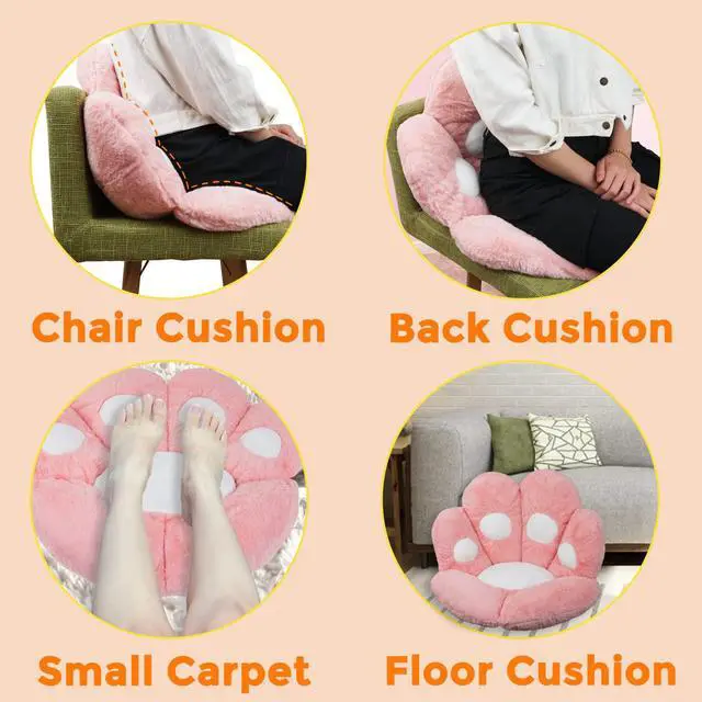 Alt view image 4 of 6 - Cat Paw Cushion for Computer and Gaming Chairs 27.6"x31.5" Pink
