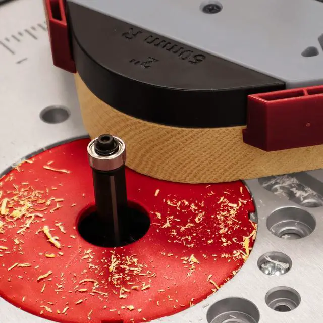 Alt view image 7 of 7 - 1232 Corner Cut - Woodworking Corner Radius and Chamfer Router Jig Use with Handheld Router or Router Table 8 Profiles with Built-In Storage. Double Bearing ½ Router Bit Included.