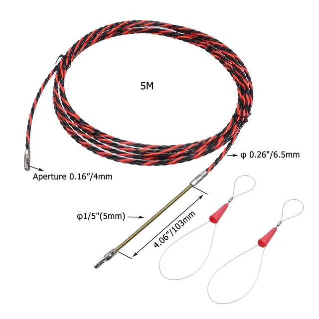 Alt view image 2 of 6 - 0.26"/6.5mm Fish Tape Cable Puller Kit, 5M