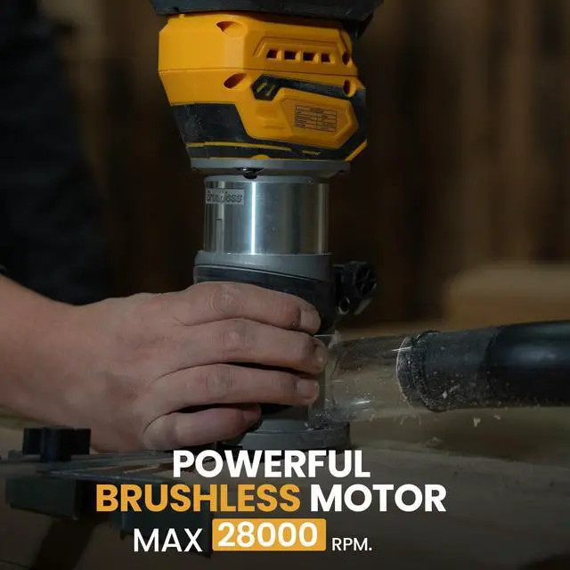 Alt view image 3 of 7 - Cordless Brushless Wood Router Compatible with Dewalt 20V 60V Battery
