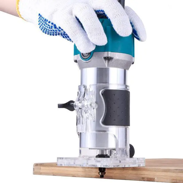 Alt view image 6 of 7 - Wood Router,Router Tool Wood Trimmer Router Electric Hand Trimmer Laminate Milling Engraving Hand Machine Joiner Tool Electric for Slotting Trimming Carving 110V 800W 30000R/MIN(Blue)