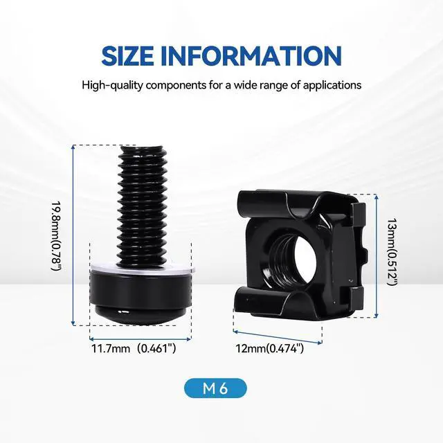 Alt view image 2 of 7 - 120-Pack M6 x 20mm Rack Mount Screws and Cage Nuts for Server RacksRouters&Audio Equipment Cabinets Wall Server Network Enclosure Mount Screws