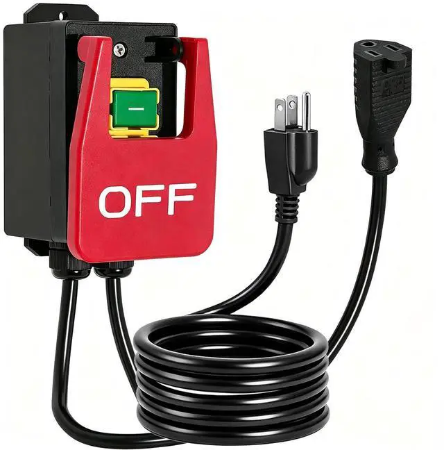 Main image of 110V 16A Table Saw Paddle Switch with Emergency Stop, Heavy Duty Router Table Switch and Safety Power Tool Switch for Drill Presses, Woodworking Equipment, Plug-in Design with 5.5ft Cord