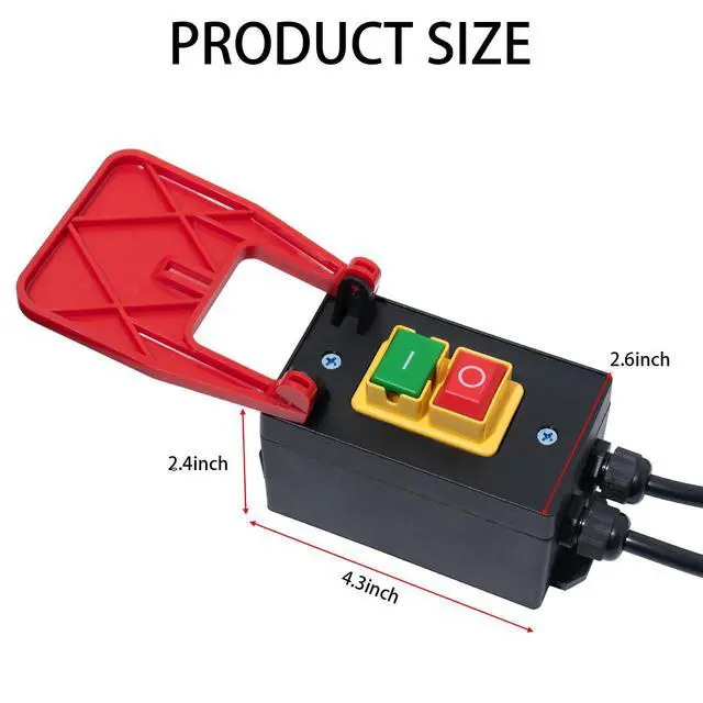 Alt view image 2 of 7 - 110V 16A Table Saw Paddle Switch with Emergency Stop, Heavy Duty Router Table Switch and Safety Power Tool Switch for Drill Presses, Woodworking Equipment, Plug-in Design with 5.5ft Cord