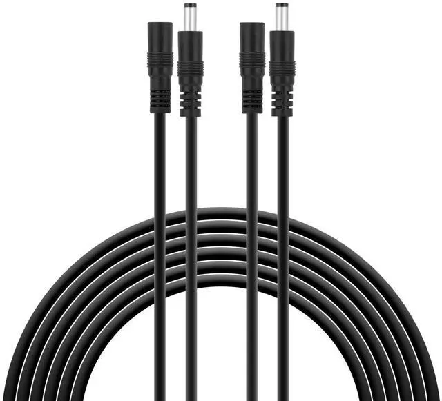 Main image of 2-Pack 10FT DC Power Extension Cable, 20AWG 5.5mm x 2.1mm Male to Female, 12V Power Cord for CCTV Security Cameras, IP Cameras, LED Strips, Routers, Printers, Audio Equipment by SIM&NAT