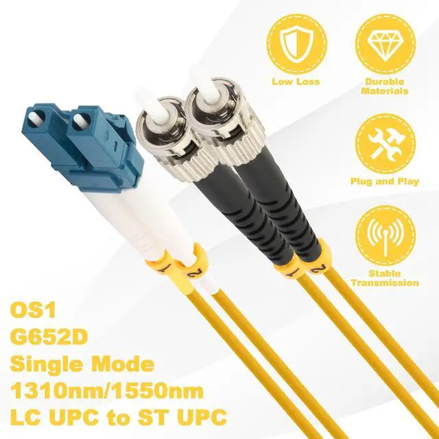 Alt view image 3 of 7 - 16FT ST to LC Fiber Patch Cable OS1 Single Mode Duplex Fiber Jumper