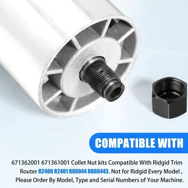 Alt view image 7 of 7 - Collet Nut 671361001/671362001 for dremel/Ridgid R2400 R2401 R86044 R860443 Trimmers Router