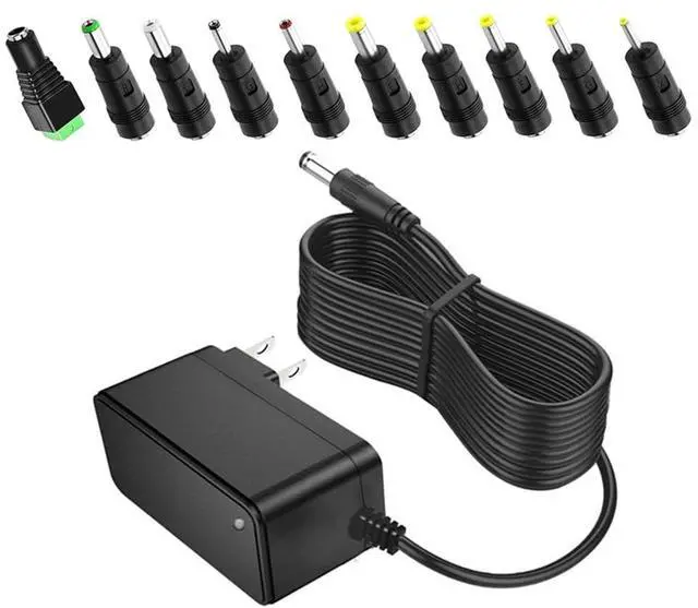 Main image of 10FT 12V 1A Power Supply Adapter AC100-240V to DC12V 1000mA Power Adapter 10FT for LED Strip Light, Camera, Router, etc.
