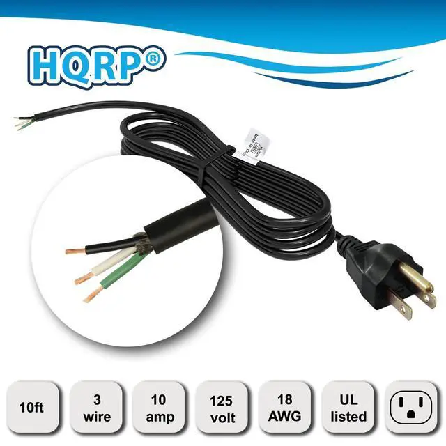 Alt view image 4 of 7 - 10ft AC Power Cord Compatible with Porter Cable 100 630 6302 1002 Router, 330 351 352 352VS 505 Sander Mains Cable Repair