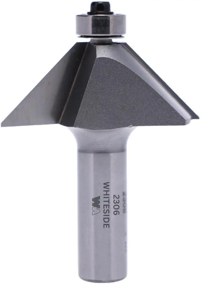 Main image of 2306 45 Degree Chamfer Router Bit: 45 Degree Angle, 1-1/16 Inch Cutting Length, 3/4 Inch Cutting Height, 1/2 Inch Shank,2 Inch Large Diameter