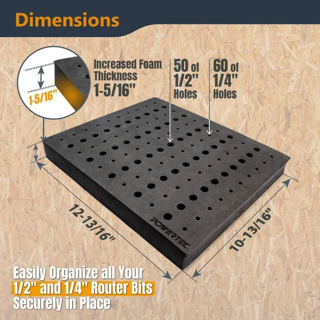 Alt view image 4 of 7 - Router Bit Storage Inserts for 110 Bits, 50PCS 1/2" and 60PCS 1/4" Shank Router Bits, Routers Bit Holder, Bits Organizer with High Density Foam, Fits Toolbox, Drawer, Workstation (71046)