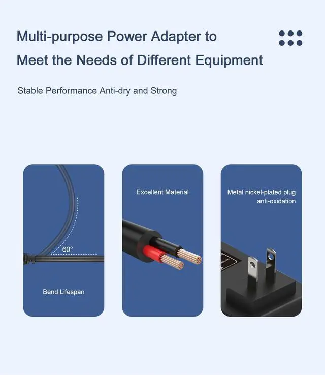 Alt view image 5 of 6 - 12V Power Supply AC Adapter for 100mA-2000mA Electronic Devices