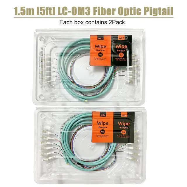 Alt view image 6 of 6 - 4Pack LC UPC 6 Fibers Multimode Bunch OM3 50/125 LC-UPC Fiber Pigtail, 1.5m (5ft)
