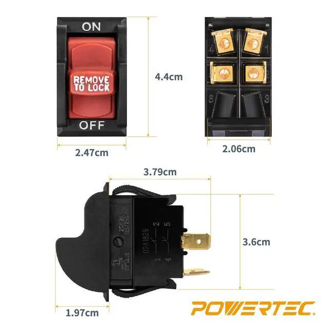 Alt view image 3 of 7 - 120V/230V Dual Voltage On/Off Safety Toggle Switch for Power Tools, Fits Table Saw, Router Table, Drill Press, Bench Saw, Band Saw, Dust Collectors & Other Electrical Equipment (71353)