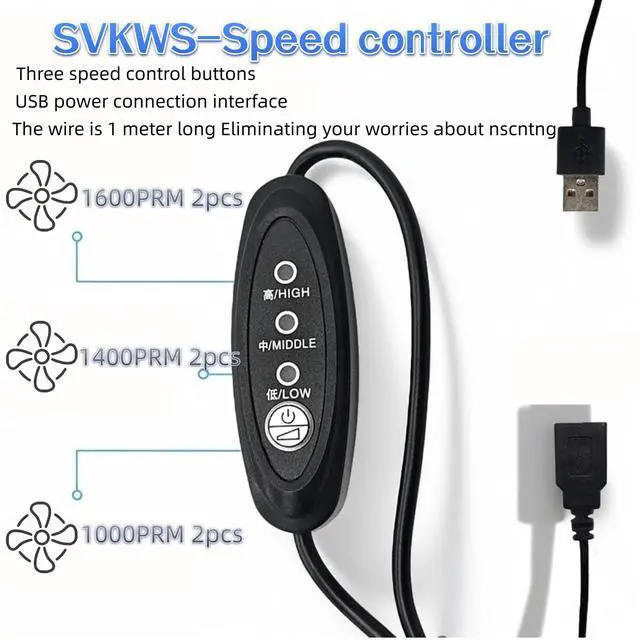 Alt view image 4 of 7 - SV12025S05 Dual 120mm USB 5V 3-Speed Equipment Cooling Fan