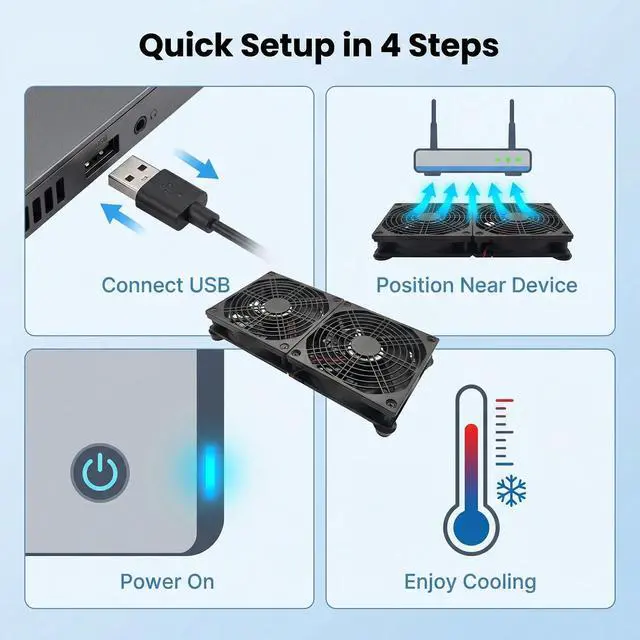 Alt view image 5 of 7 - SV12025S05 Dual 120mm USB 5V 3-Speed Equipment Cooling Fan