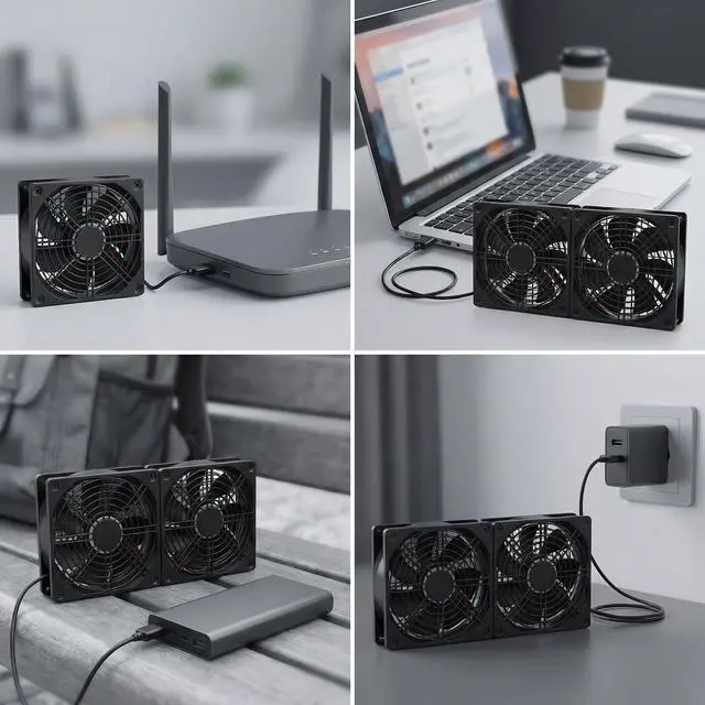 Alt view image 6 of 7 - SV12025S05 Dual 120mm USB 5V 3-Speed Equipment Cooling Fan
