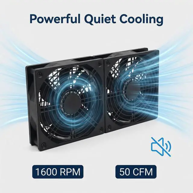 Alt view image 7 of 7 - SV12025S05 Dual 120mm USB 5V 3-Speed Equipment Cooling Fan