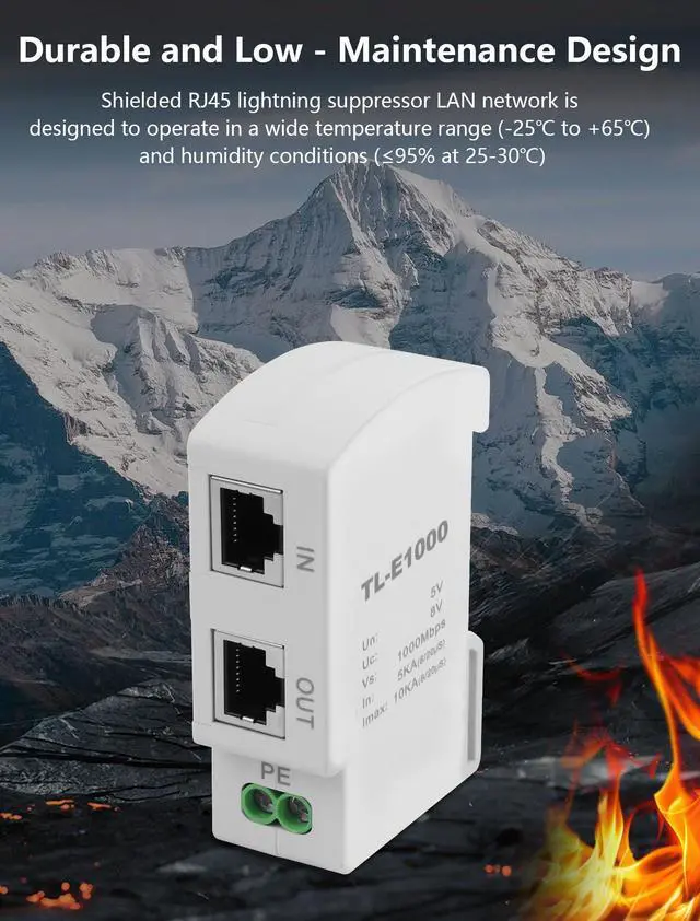 Alt view image 4 of 7 - Ethernet Surge Protector 1000Mbps DIN Rail Network Surge Protector LAN Network CAT5/CAT6 Thunder Arrestor for Network Devices, Routers, and Switches Imax 10Ka (36mm DIN-Rail mounting)