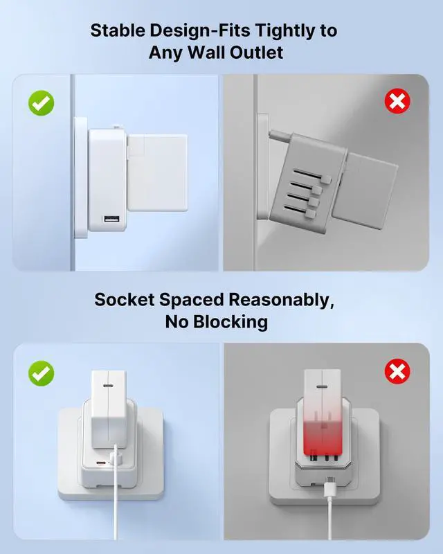Alt view image 4 of 7 - 45W Universal Travel Adapter, Ultra Thin International Power Adapter