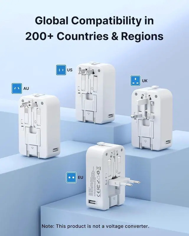 Alt view image 5 of 7 - 45W Universal Travel Adapter, Ultra Thin International Power Adapter