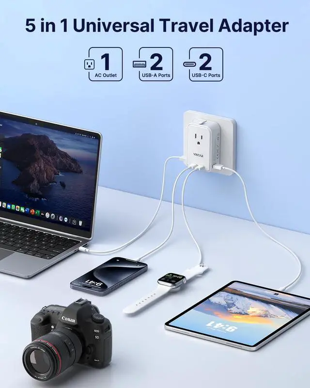 Alt view image 6 of 7 - 45W Universal Travel Adapter, Ultra Thin International Power Adapter