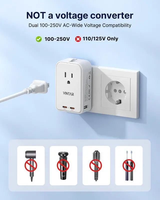 Alt view image 7 of 7 - 45W Universal Travel Adapter, Ultra Thin International Power Adapter