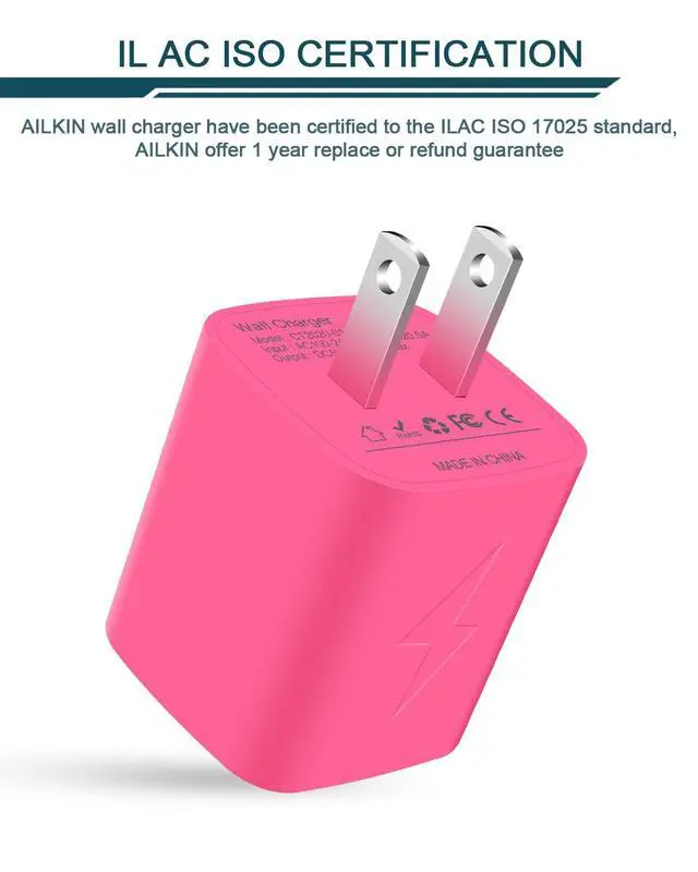 Alt view image 2 of 7 - Wall Charger, AILKIN USB Plug Fast Charging Block Power Adapter Cube 2 Port