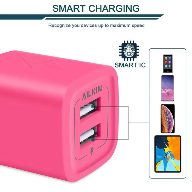 Alt view image 4 of 7 - Wall Charger, AILKIN USB Plug Fast Charging Block Power Adapter Cube 2 Port